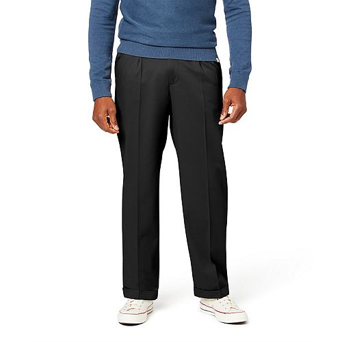 men's pleated cuffed khaki pants