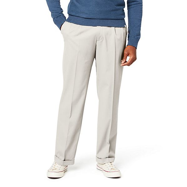 Dockers Men's Comfort Relaxed Pleated Cuffed Fit Khaki Stretch Pants -  Macy's