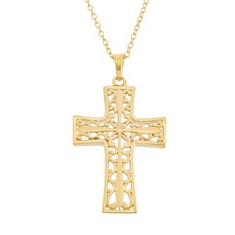Classic Treasures 18k Gold Over Silver Filigree Cross Pendant Necklace
