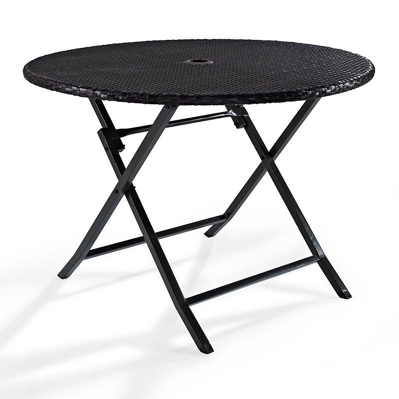 Palm Harbor Outdoor Wicker Folding Table, Brown