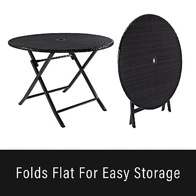 Palm Harbor Outdoor Wicker Folding Table 