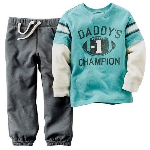 Download Baby Boy Carter's Sporty Mock-Layer Tee & Pants Set