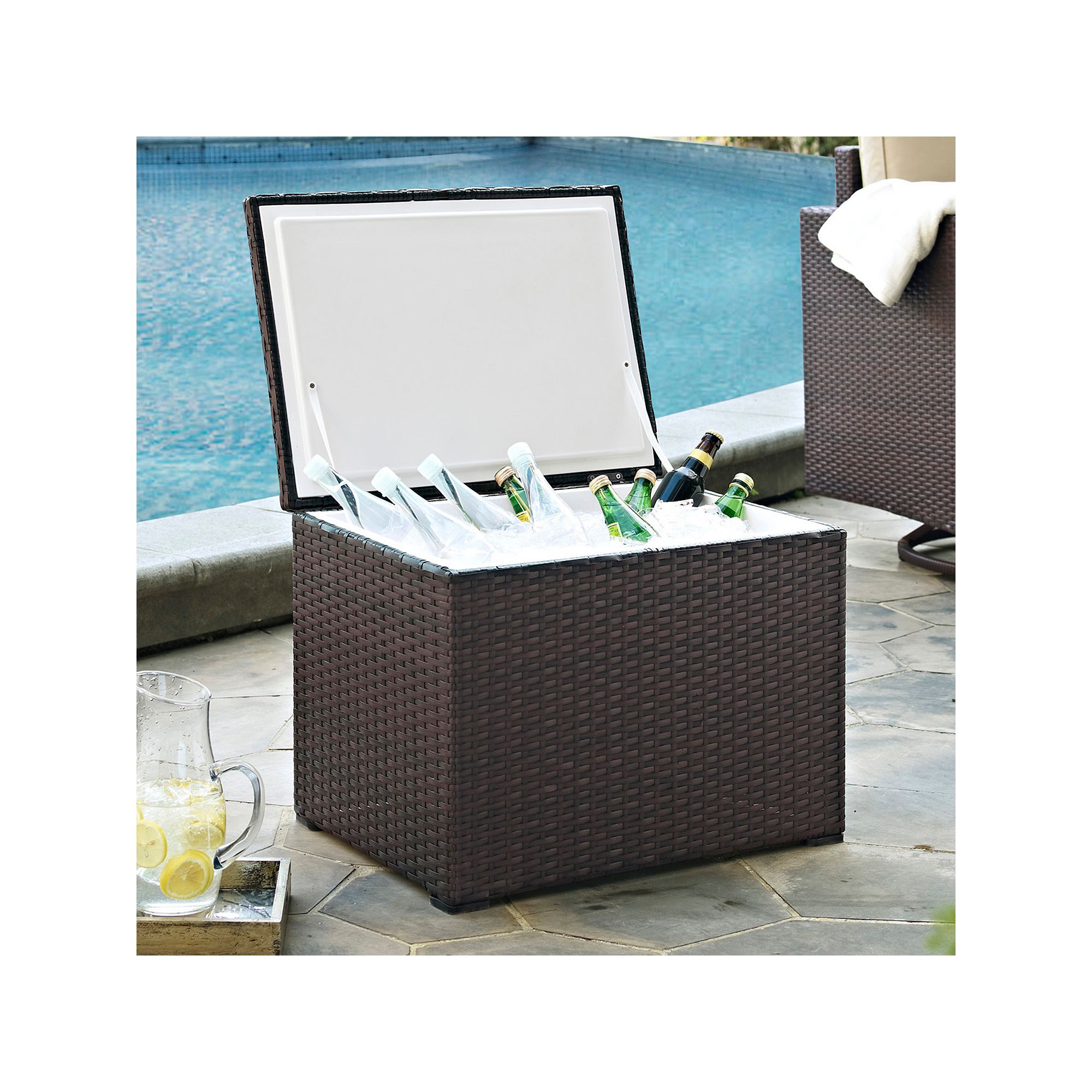 Crosley Palm Harbor Outdoor Wicker Cooler, Brown