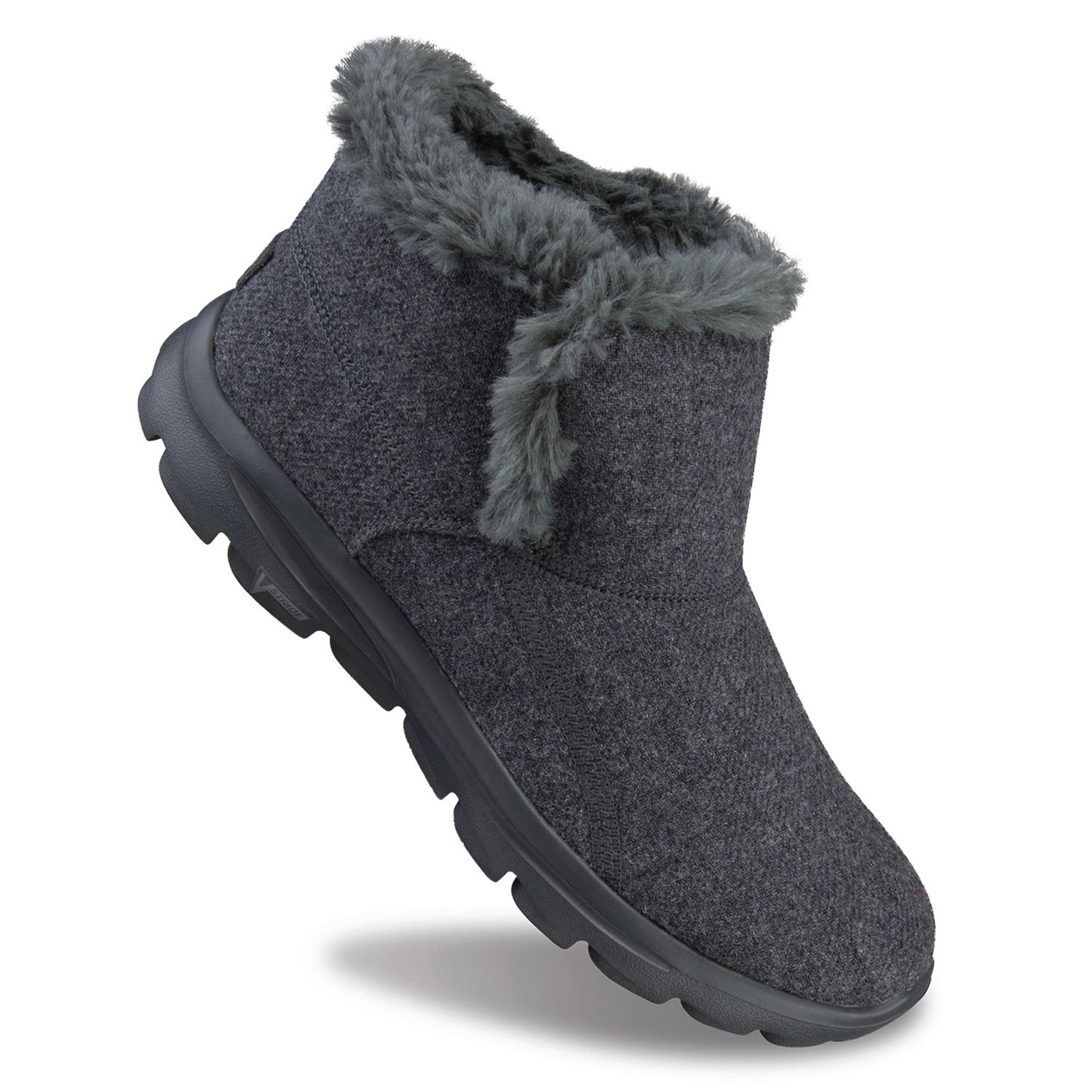 skechers go walk suede faux fur boots