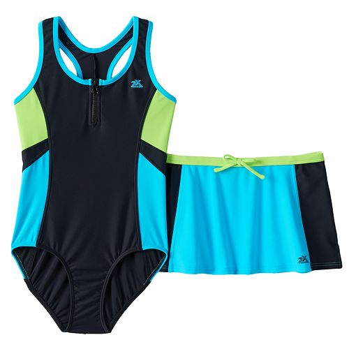 Girls 7-16 ZeroXposur One-Piece Swimsuit & Skirt Set