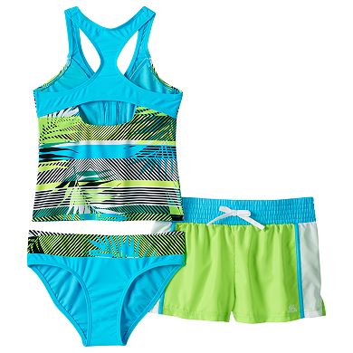Girls 7-16 ZeroXposur Palm Tankini Swimsuit & Shorts Set