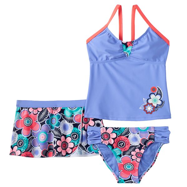 Girls 7-16 ZeroXposur Floral Tankini Swimsuit & Shorts Set