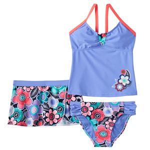 Girls 7-16 ZeroXposur Floral Tankini Swimsuit & Shorts Set