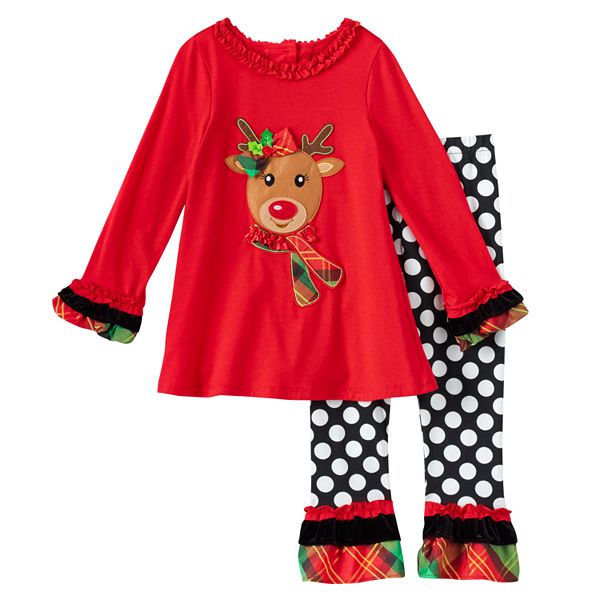 Spunky Kids Toddler Girls Holiday Reindeer Tunic and legging Set Size 2T-5 