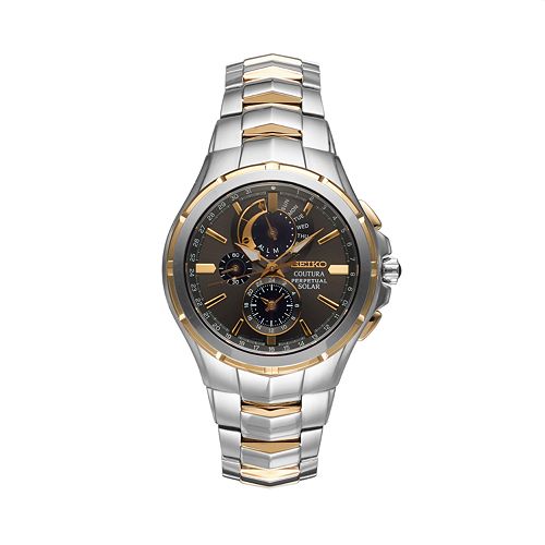 seiko solar chronograph two tone