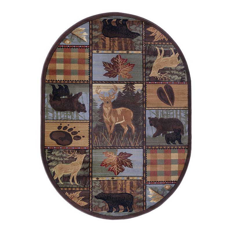 KHL Rugs Colorblock Wildlife Lodge Rug, Multicolor, 8X10 Ft