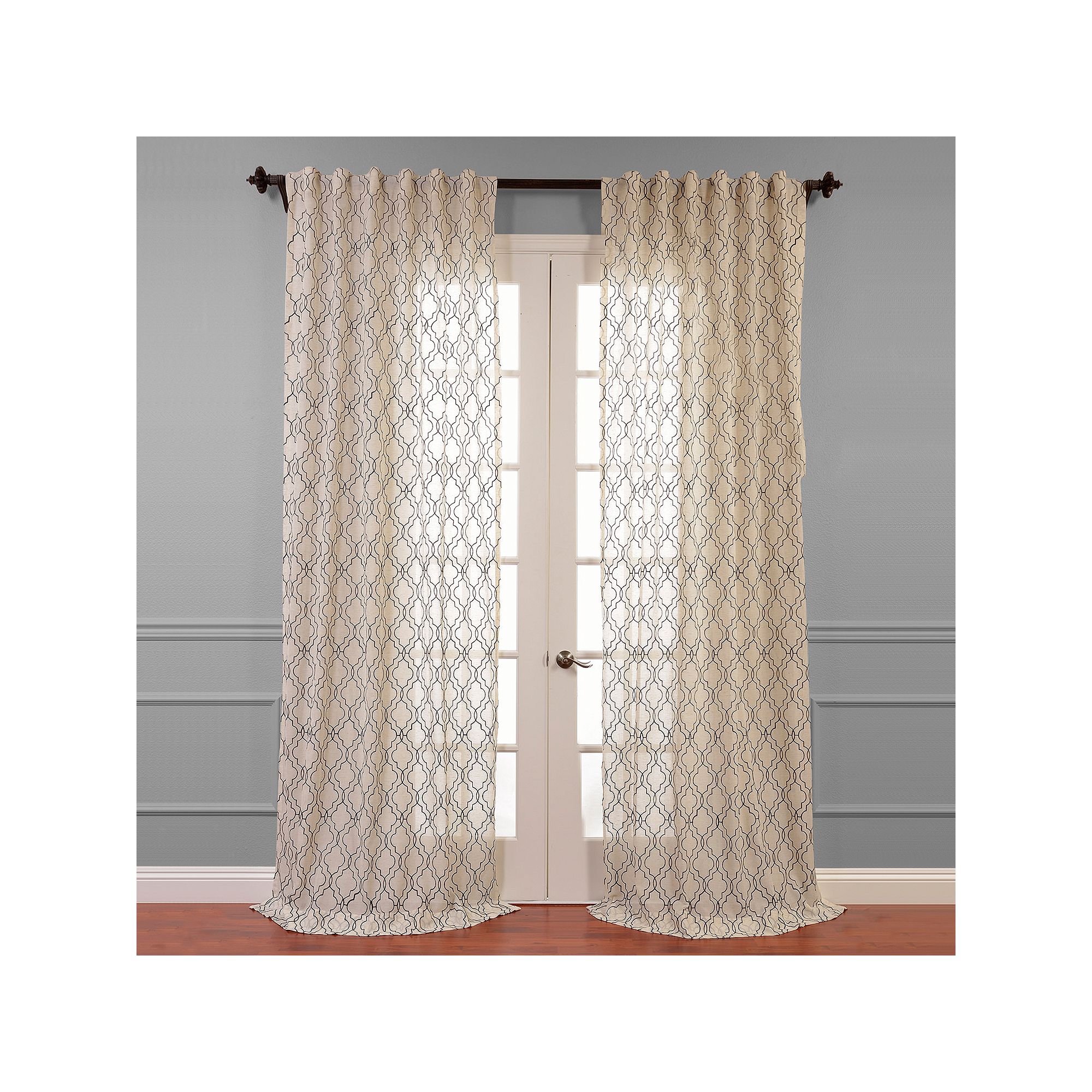 EFF Saida Embroidered Sheer Window Curtain, Brown