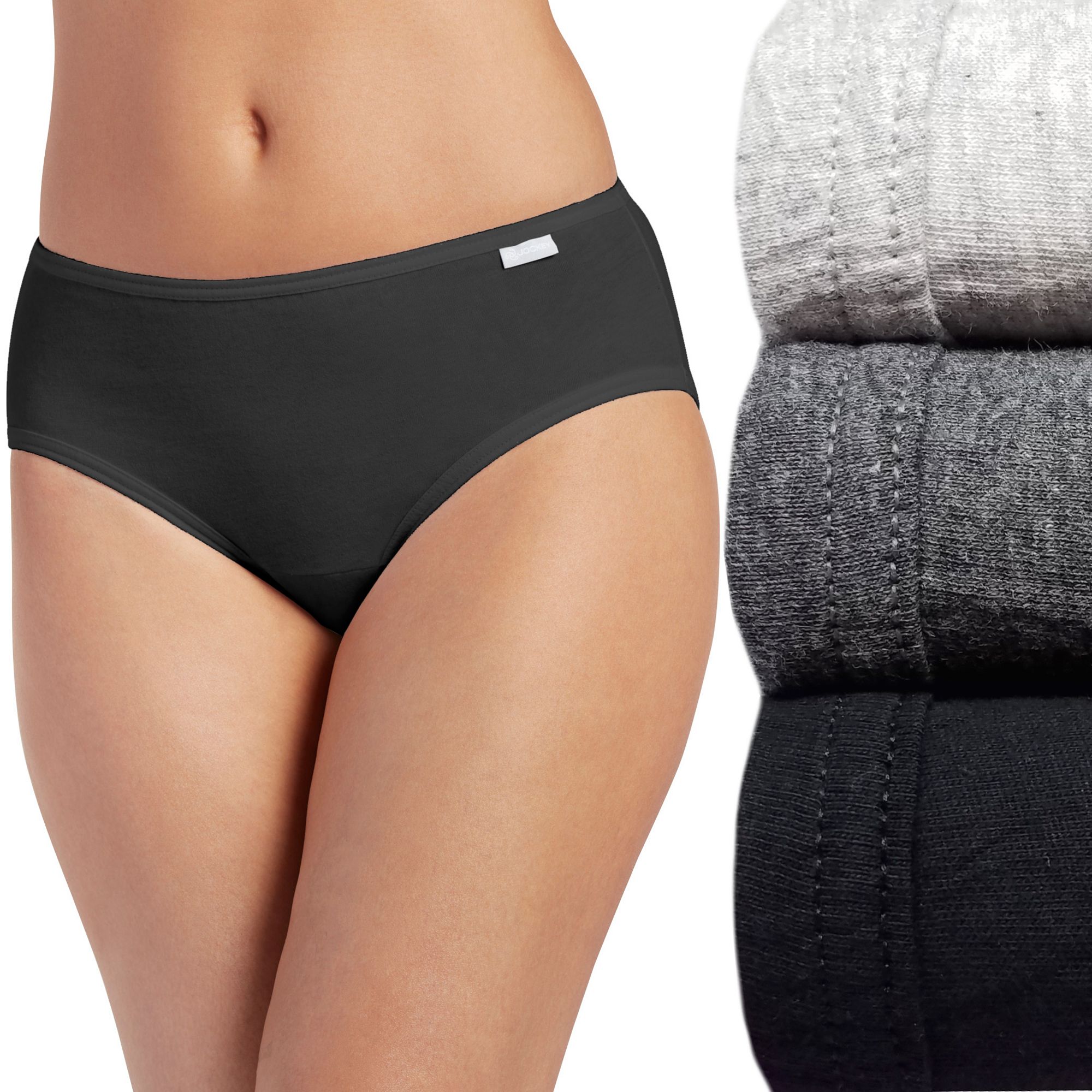 Womens Jockey® Elance 3-pk. Combed Cotton Hipster Panty Set 1482, Gray As