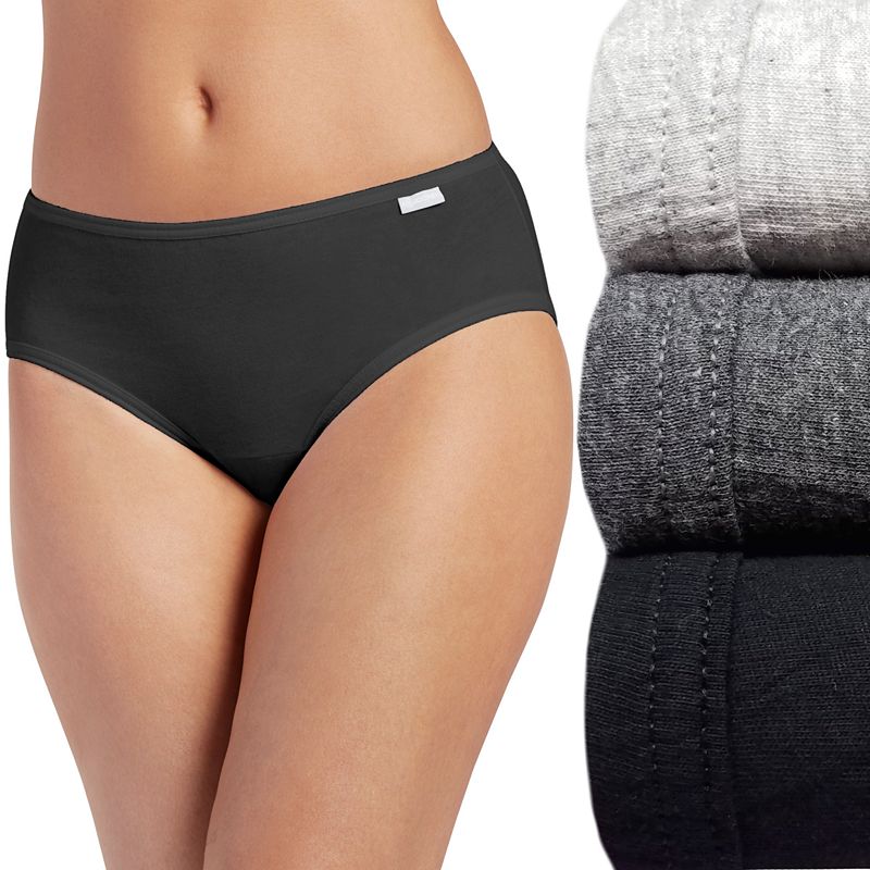 Women's Jockey® Elance 3-pk. Combed Cotton Hipster Panty Set 1482, Gray Assortment