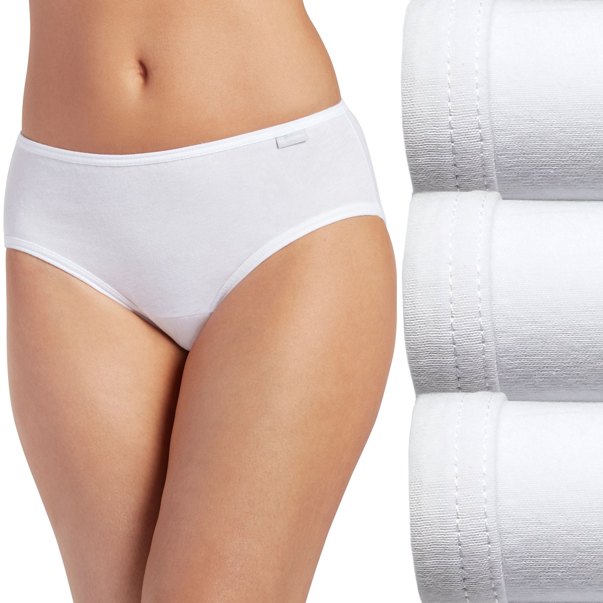 Womens Jockey® Elance 3-pk. Combed Cotton Hipster Panty Set 1482, White