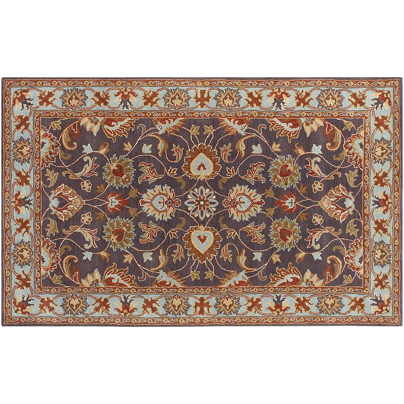 Artisan Weaver Okreek Floral Wool Rug, Grey, 5X8 Ft