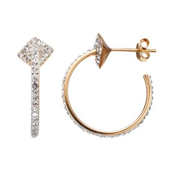 Crystal 14k Gold Over Silver Hoop Earrings