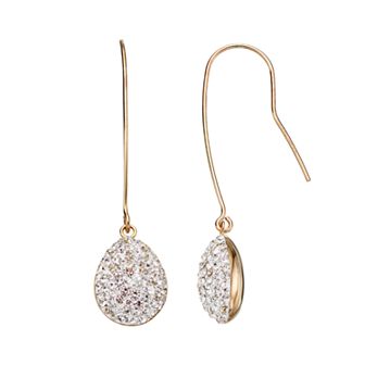 Crystal 14k Gold Over Silver Teardrop Earrings