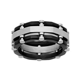 Steel Nation Stainless Steel Two Tone Riveted Band - Men