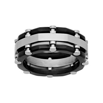 Steel Nation Stainless Steel Two Tone Riveted Band - Men