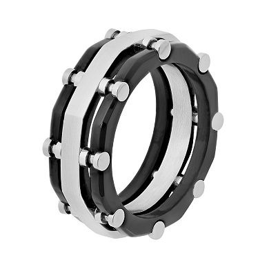 Steel Nation Stainless Steel Two Tone Riveted Band - Men