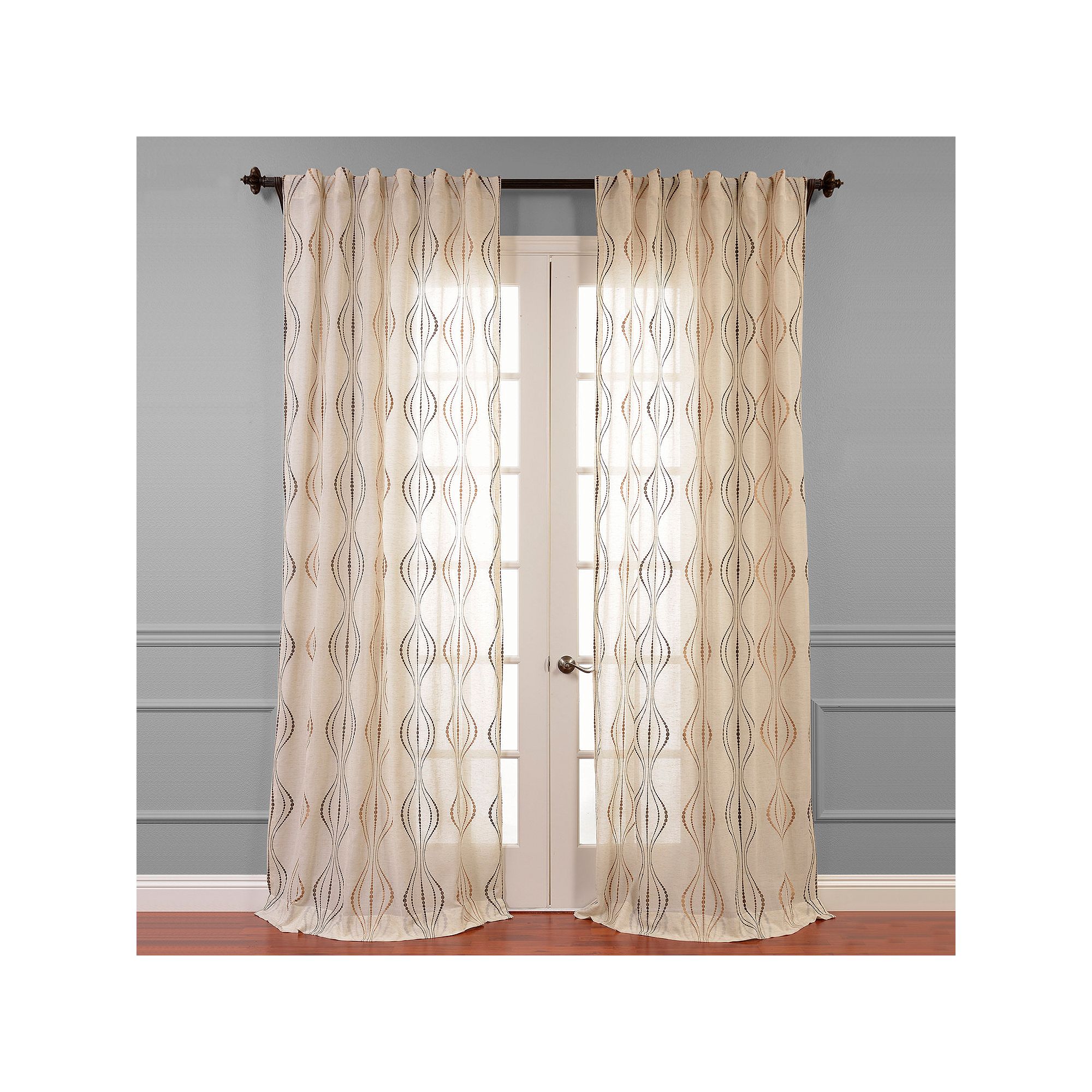 EFF Suez Embroidered Sheer Window Curtain, Bronze