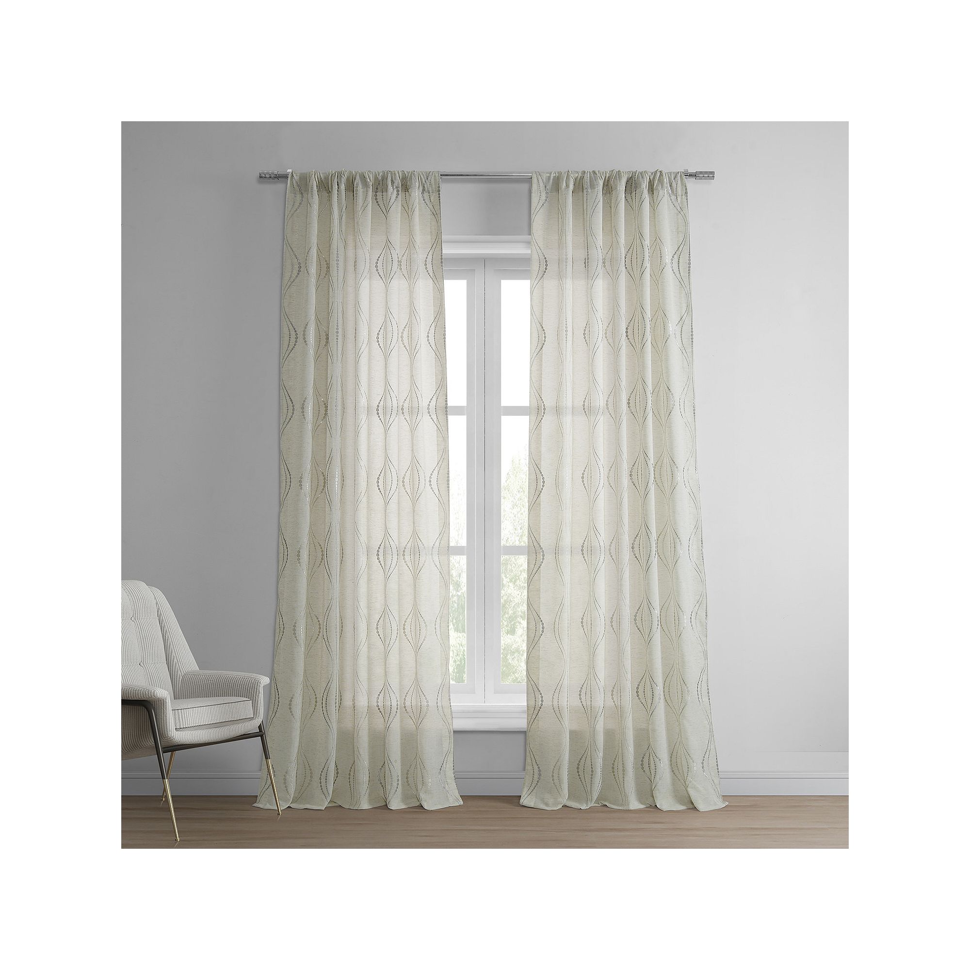 EFF Suez Embroidered Sheer Window Curtain, Natural
