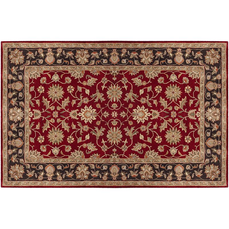 Artisan Weaver Pawnee Floral Framed Wool Rug, Red, 8X11 Ft