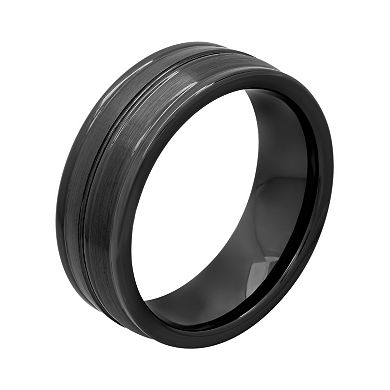 Black Ion-Plated Ceramic Double Row Band - Men