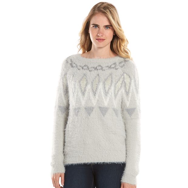 Women s LC Lauren Conrad Fairisle Eyelash Boatneck Sweater