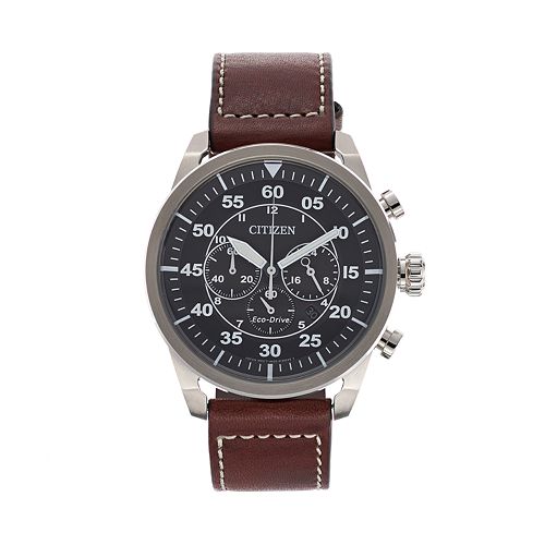 Citizen EcoDrive Men's Avion Leather Chronograph Watch CA421024E