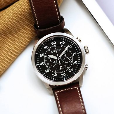 Citizen Eco-Drive Men's Avion Leather Chronograph Watch - CA4210-24E