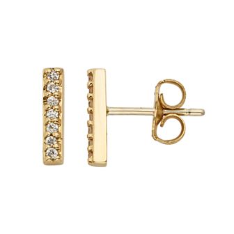 1/10 Carat T.W. Diamond 10k Gold Stick Stud Earrings