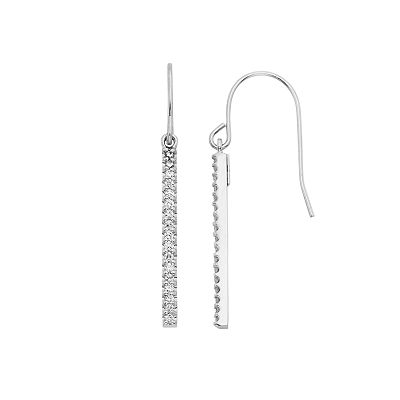 1/4 Carat Diamond 10k Gold Stick Drop Earrings