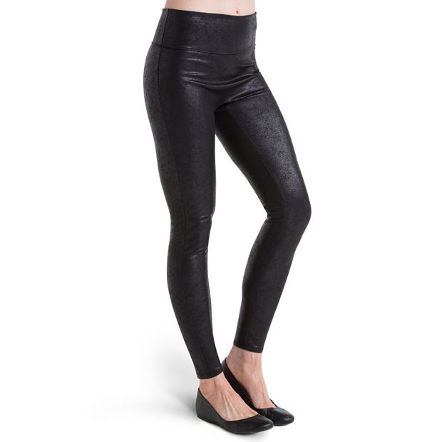  Red Hot By Spanx Womens Leather Look Shaping Leggings Very  Black SM