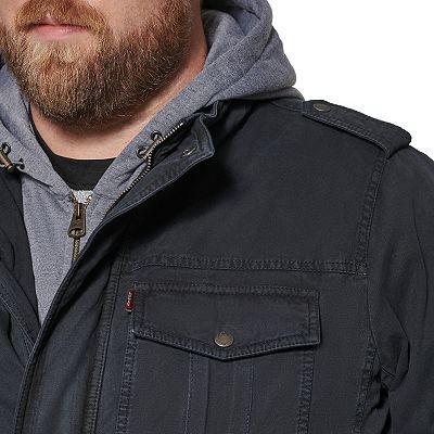 Big & Tall Levi's® Washed Cotton Sherpa-Lined Hooded Field Coat
