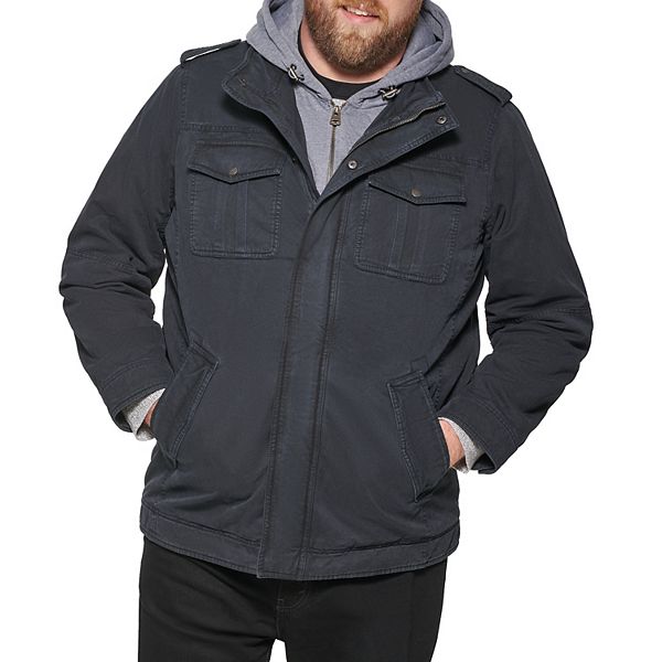 Big & Tall Levi's® Washed Cotton Sherpa-Lined Hooded Field Coat