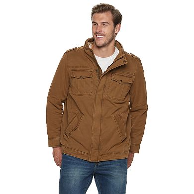 Big & Tall Levi's® Washed Cotton Sherpa-Lined Hooded Field Coat