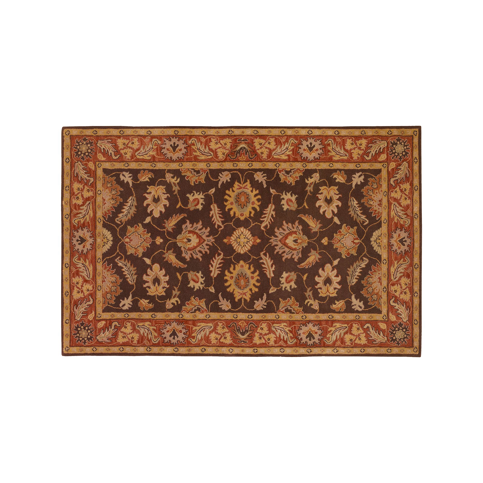 Artisan Weaver Rock Floral Wool Rug, Brown