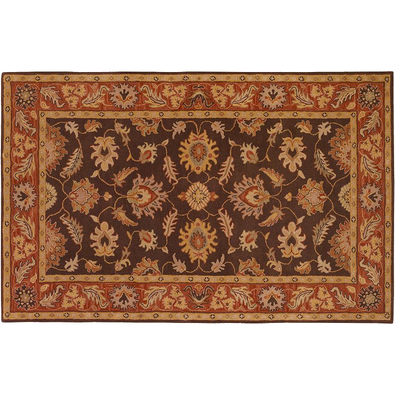 Artisan Weaver Rock Floral Wool Rug, Brown, 8X11 Ft