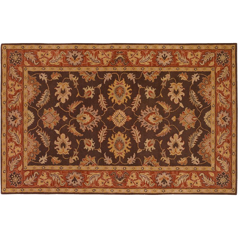 Artisan Weaver Rock Floral Wool Rug, Brown, 5X8 Ft