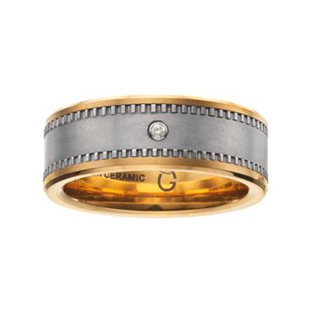 Gold LLC Diamond Accent Stainless Steel & Yellow Ceramic Band - Men