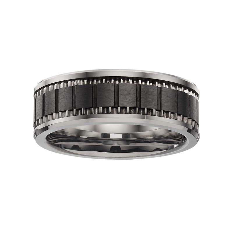 Gold LLC Stainless Steel & Black Ceramic Brick Band - Men, Men's, Size: 8