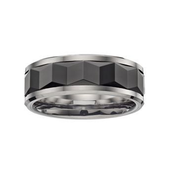 Gold LLC Stainless Steel & Black Ceramic Geometric Band - Men