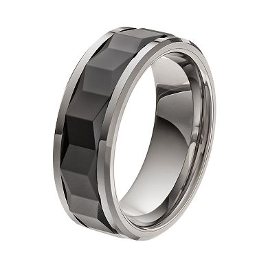 Gold LLC Stainless Steel & Black Ceramic Geometric Band - Men