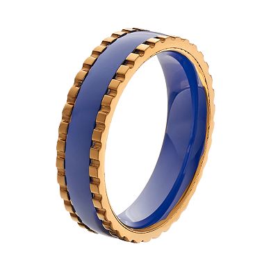 Yellow Ion-Plated Stainless Steel & Blue Ceramic Band - Men