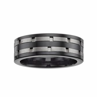 Gold LLC Stainless Steel & Black Ceramic Double Brick Band - Men