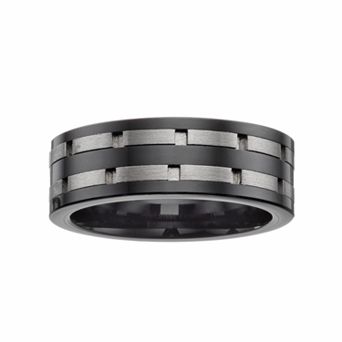 Gold LLC Stainless Steel & Black Ceramic Double Brick Band - Men