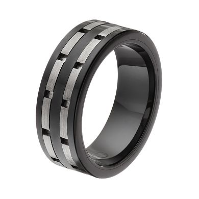 Gold LLC Stainless Steel & Black Ceramic Double Brick Band - Men