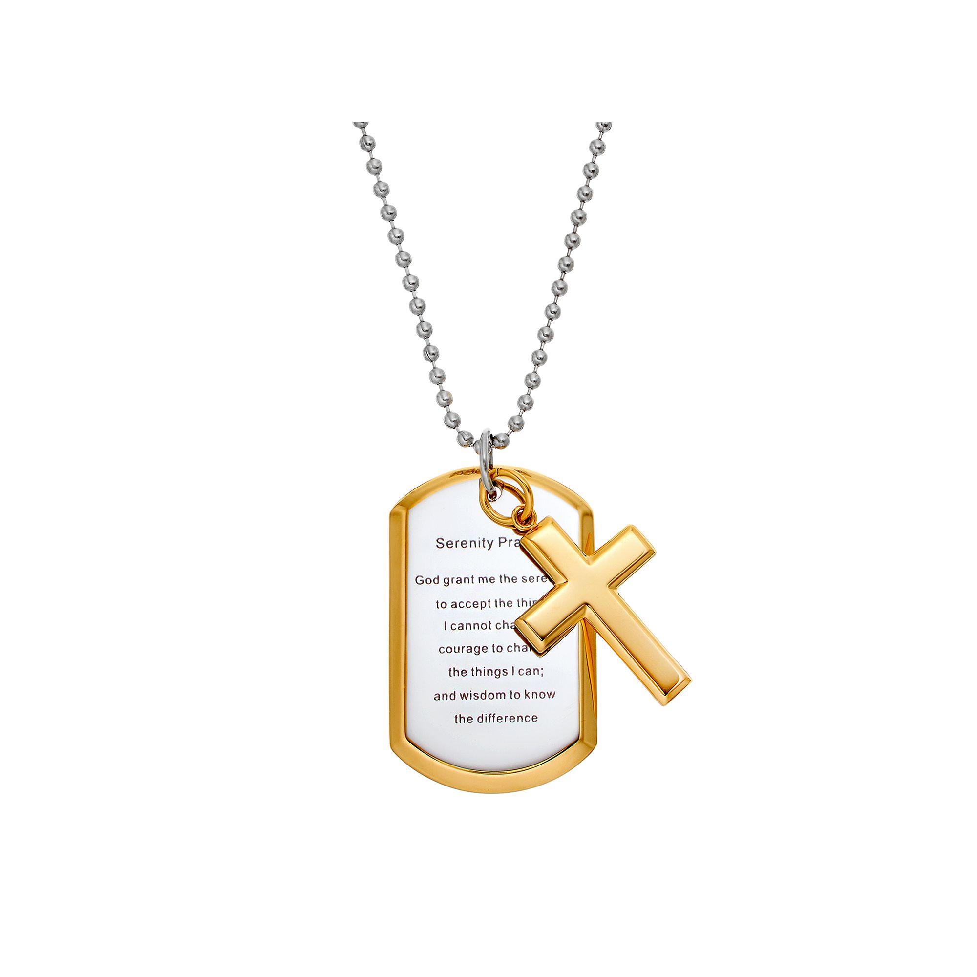 Stainless Steel & Yellow Ion-Plated Stainless Steel Serenity Prayer Dog Ta